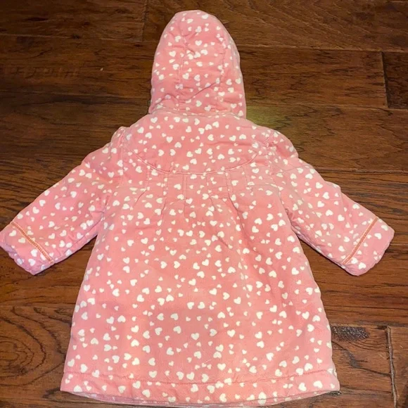 Monsoon rose pink with white hearts winter coat kids 12-18 months youth jacket